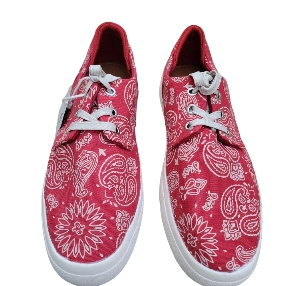Sun Stone Kiva Sneakers Men's.  Size 7M. Red/Paisley. New In Box